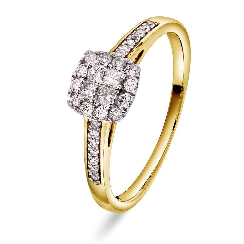 Ring i 585 gult gull med diamanter 0,30 ct, 6,7 mm, bilde 1 av 4