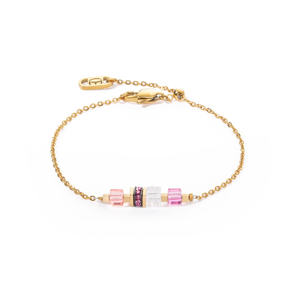 Bracelet Mini Cubes & Chain gold-pink 5076301916
