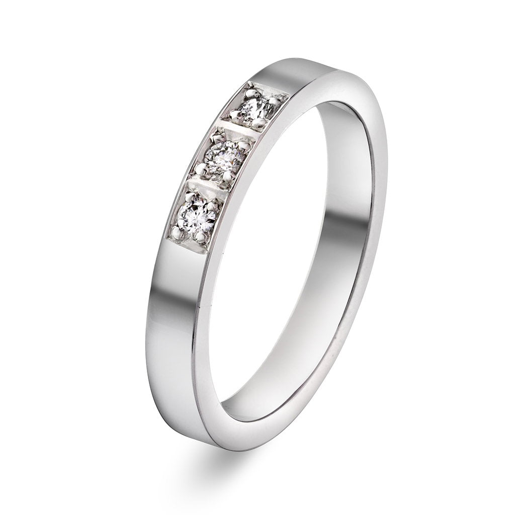 Delta ring i hvitt gull med diamant 0,09 ct, 3 mm, bilde 1 av 4