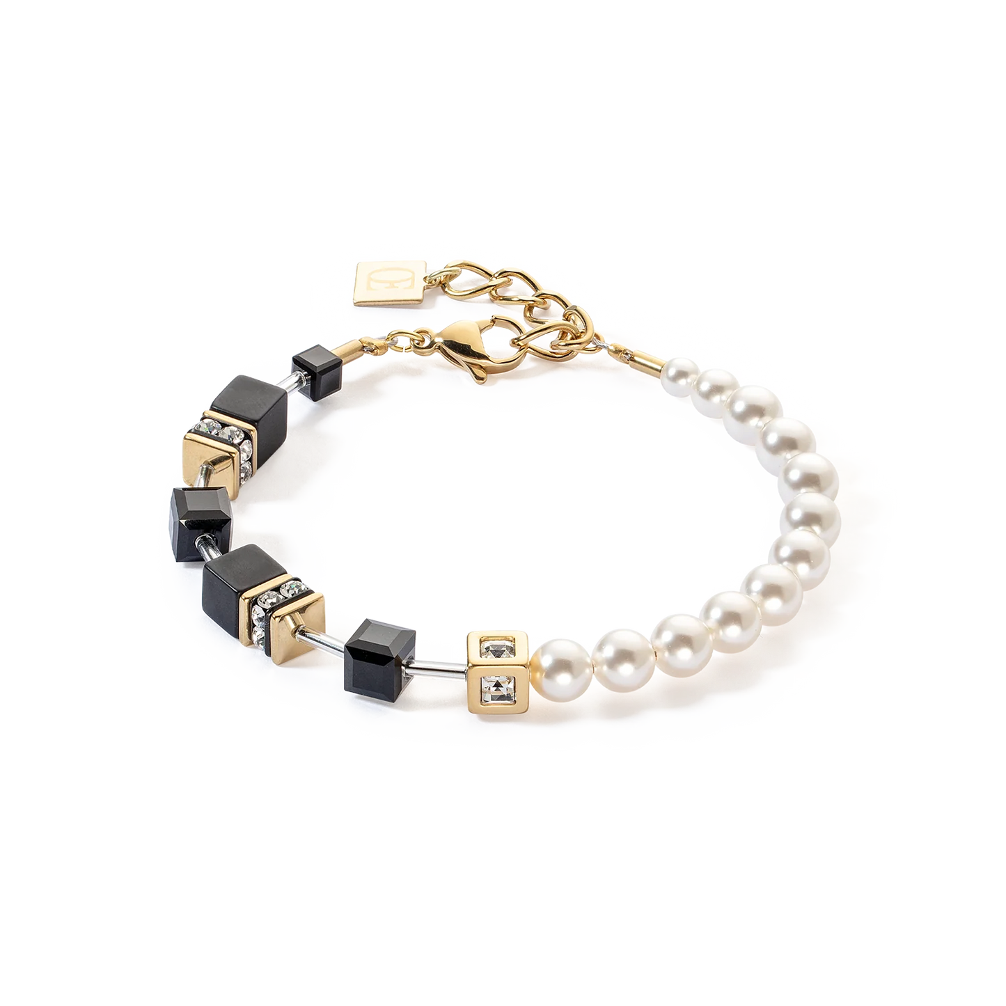 GeoCUBE® Precious Fusion Pearls armbånd svart-gull 5086301316