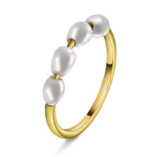 Sandra Lyng ring i forgylt sølv med ferskvannsperle, 4 mm, bilde 1 av 3