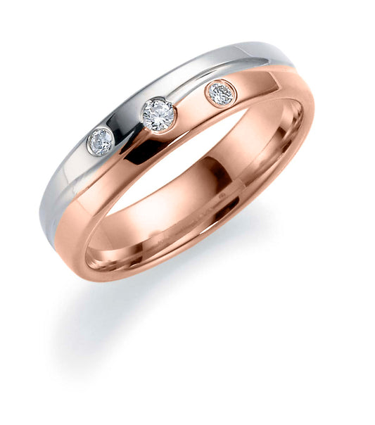 Ring i 585 gull med diamant 0,09 ct, 5 mm bred