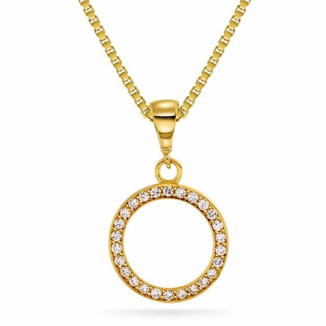 52776 - Sirkel i gult gull m/cz. 12 mm. - Bjerveur.no52776 - Sirkel i gult gull m/cz. 12 mm.