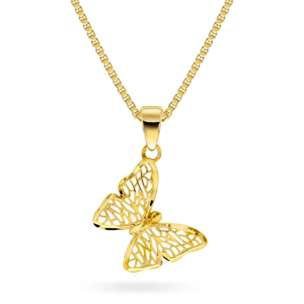 52806 - Sommerfugl i gult gull. H: 14 mm. - Bjerveur.no52806 - Sommerfugl i gult gull. H: 14 mm.