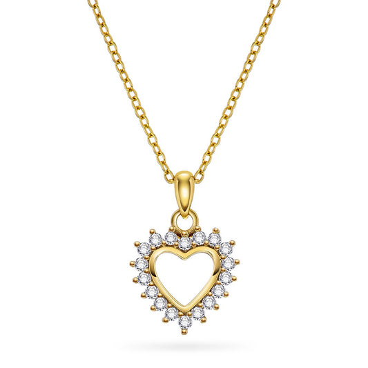 Smykke i forgylt sølv med zirkonia og hjerte, bilde 1 av 3
