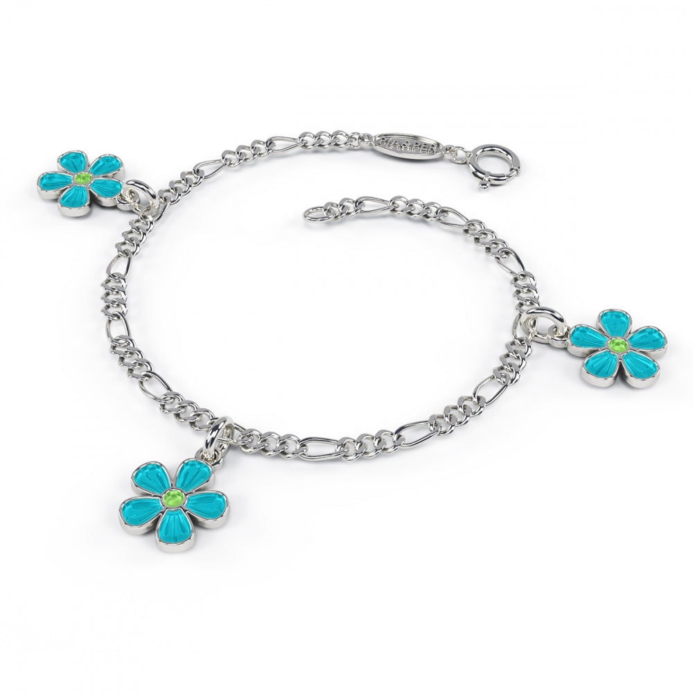 Armbånd i sølv med tre blomster i glassemalje, bilde 7 av 8