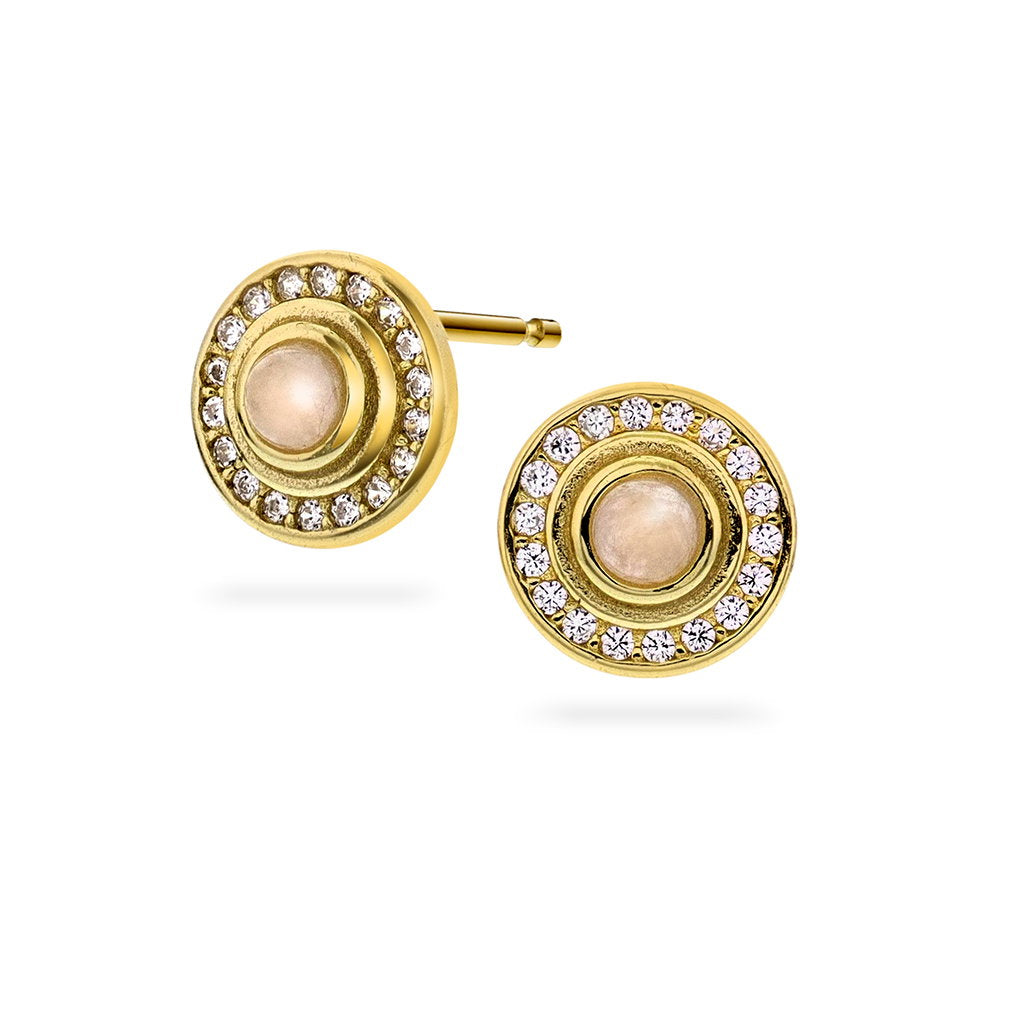 Serenity øredobber i forgylt sølv med rosenkvarts, 8,7 mm, bilde 1 av 3
