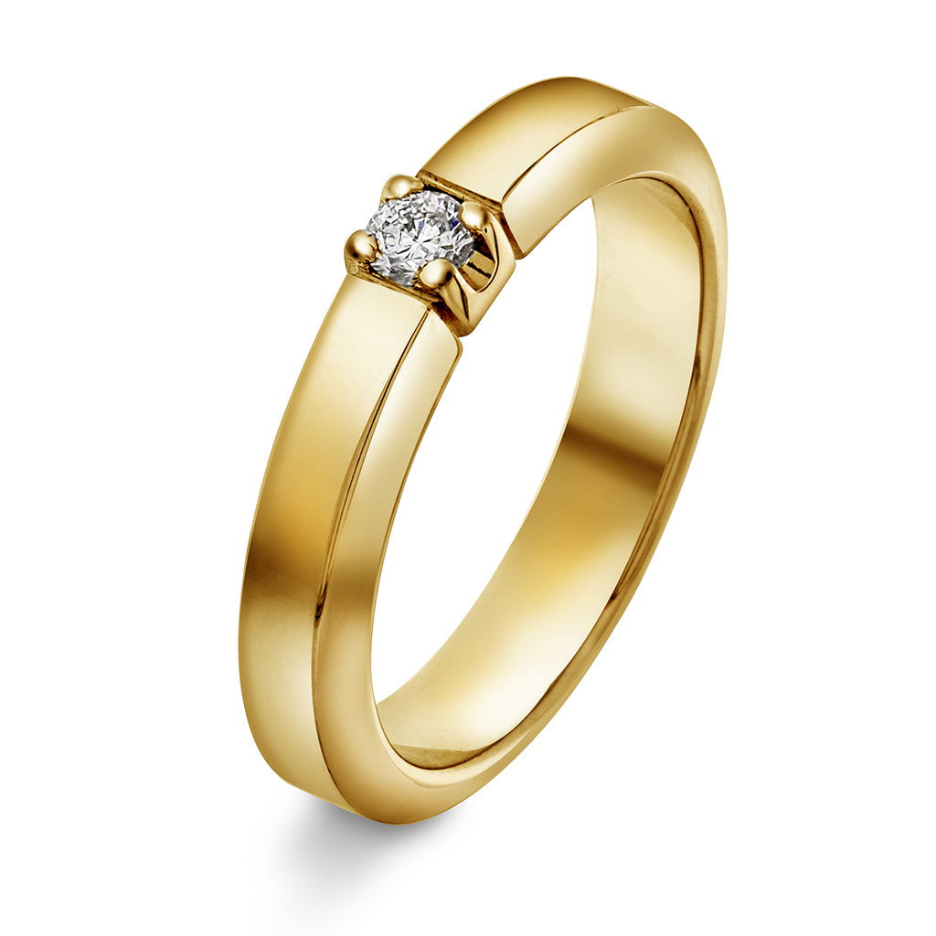 Sigma ring i gult gull med diamant 0,10 ct, 4,2 mm