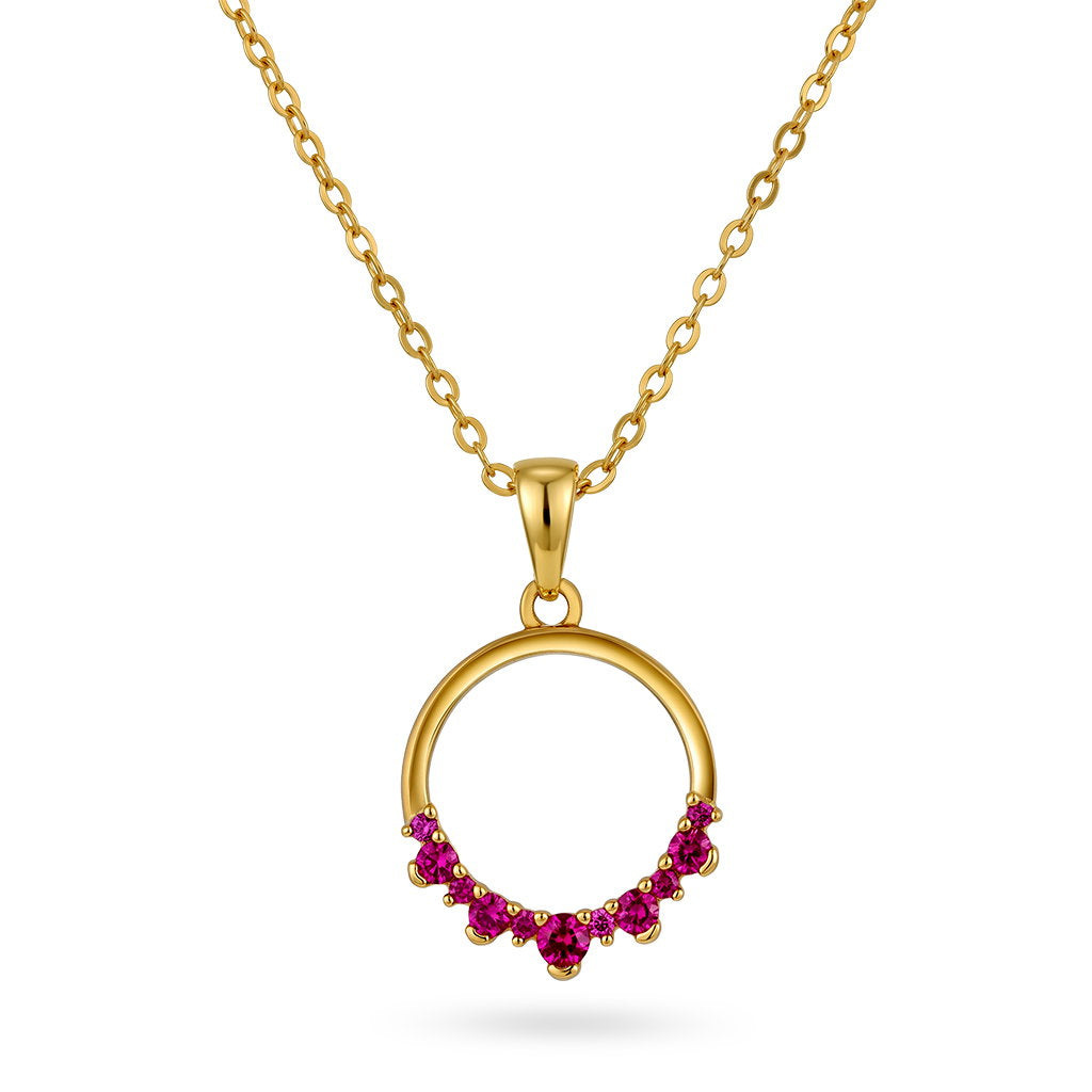 Glam smykke i forgylt sølv med rosa zirkonia, åpen sirkel, bilde 1 av 3