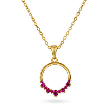 Glam smykke i forgylt sølv med rosa zirkonia, åpen sirkel, bilde 1 av 3