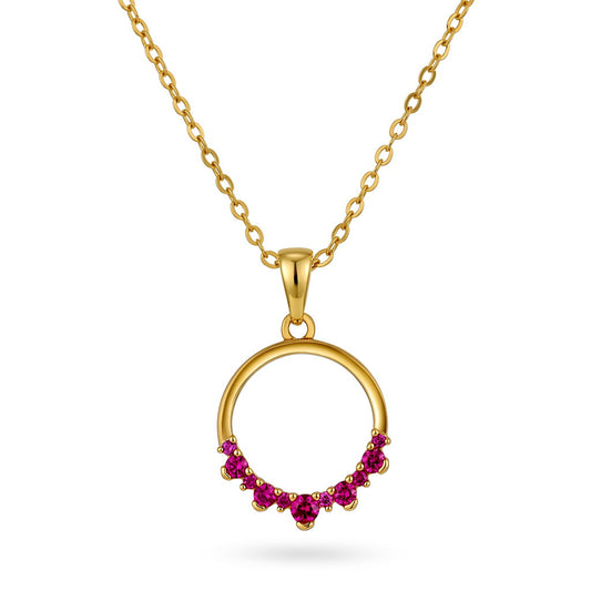 Glam smykke i forgylt sølv med rosa zirkonia, åpen sirkel, bilde 1 av 3