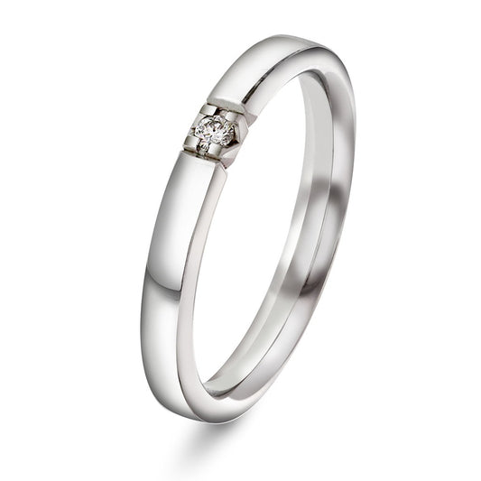 Beta ring i 14 karat hvitt gull med diamant 0,03 ct 3 mm, bilde 1 av 3
