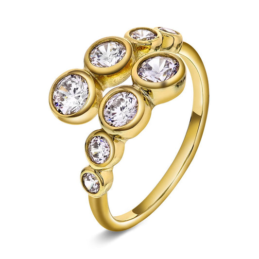Nora Mørk ring til dame i forgylt 925 sølv med zirkonia, høyde 10 mm, nr. 710363, bilde 1 av 4