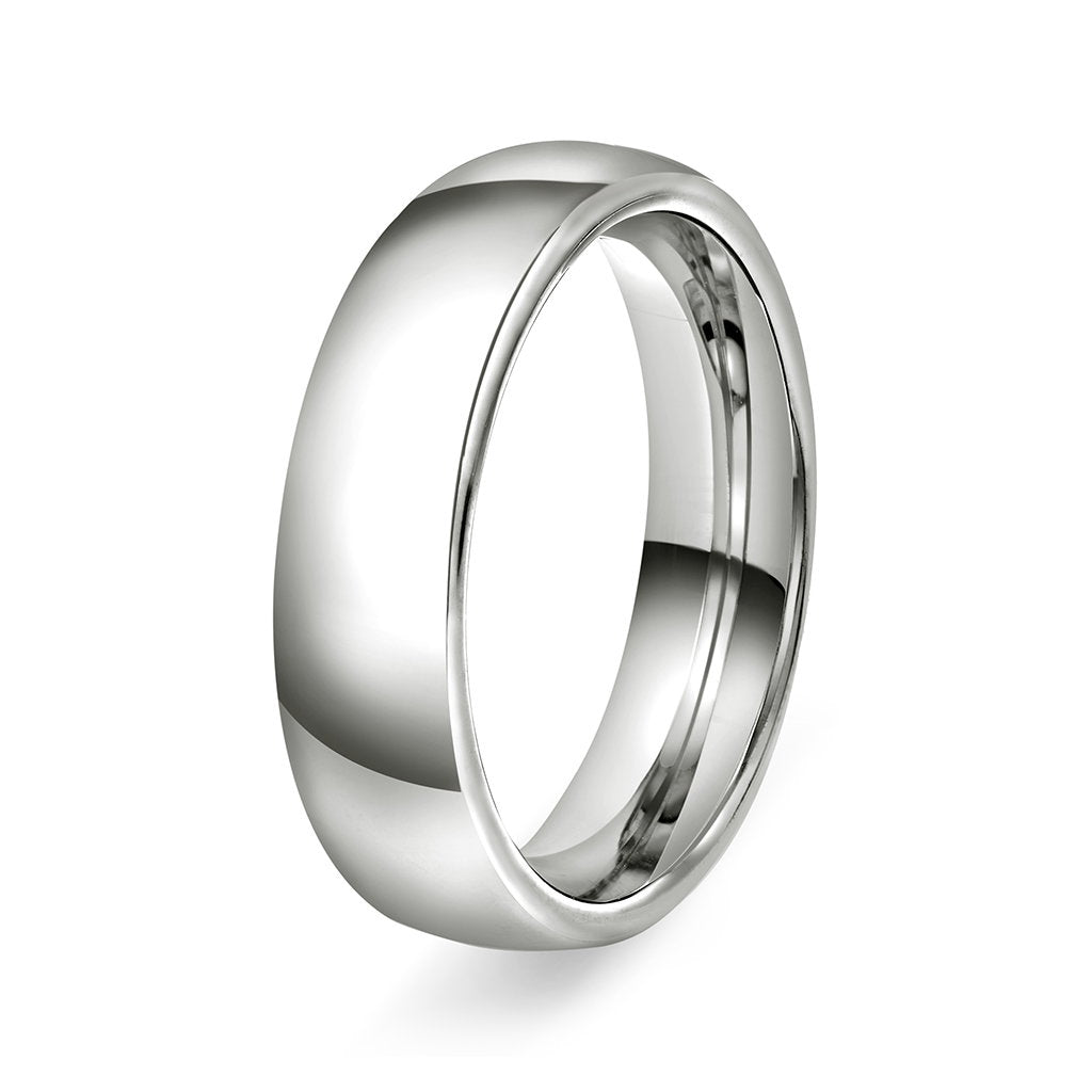 Ring i 14 karat hvitt gull, hvelvet/buet, polert, bilde 4 av 6