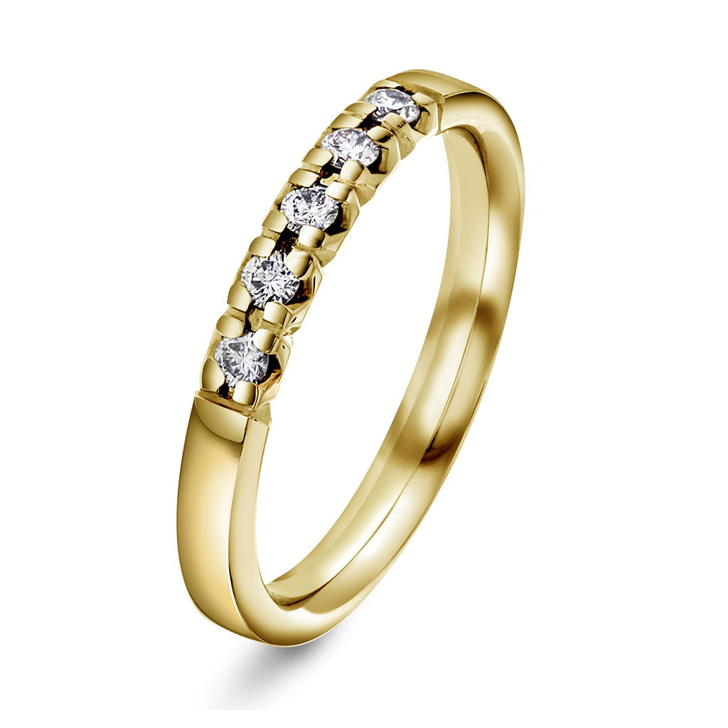 Beta ring i 14 karat gult gull med diamant 0,15 ct TWSI, 3 mm
