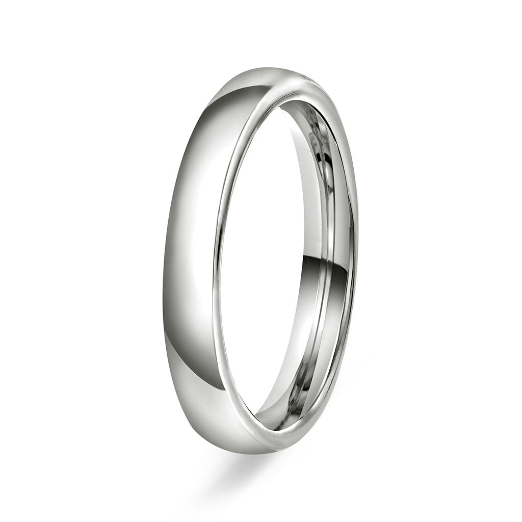 Ring i 14 karat hvitt gull, hvelvet/buet, polert, bilde 2 av 6
