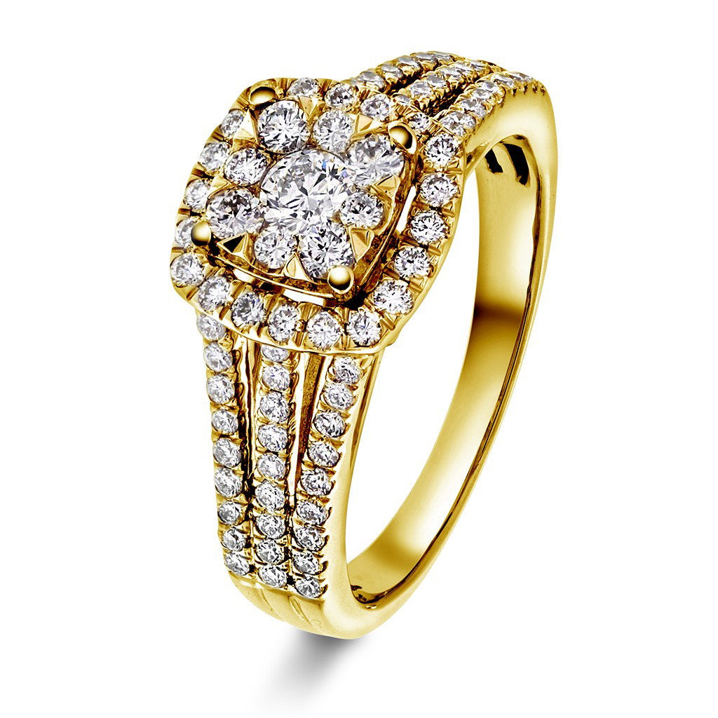 Ring i gult gull med diamant 0,90 ct, bredde 9,7 mm, bilde 1 av 4