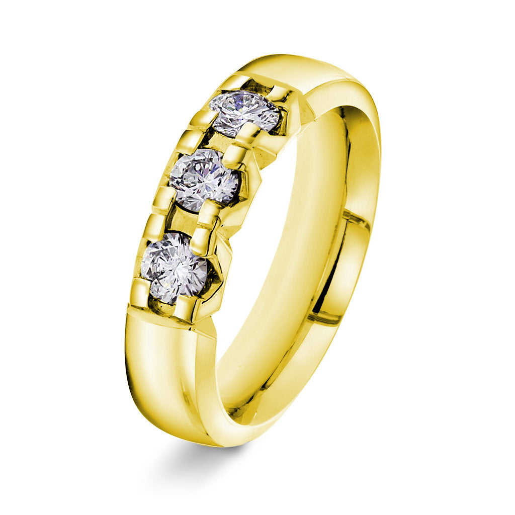 Beta ring i 14 karat gult gull med diamant 0,60 ct, 5 mm