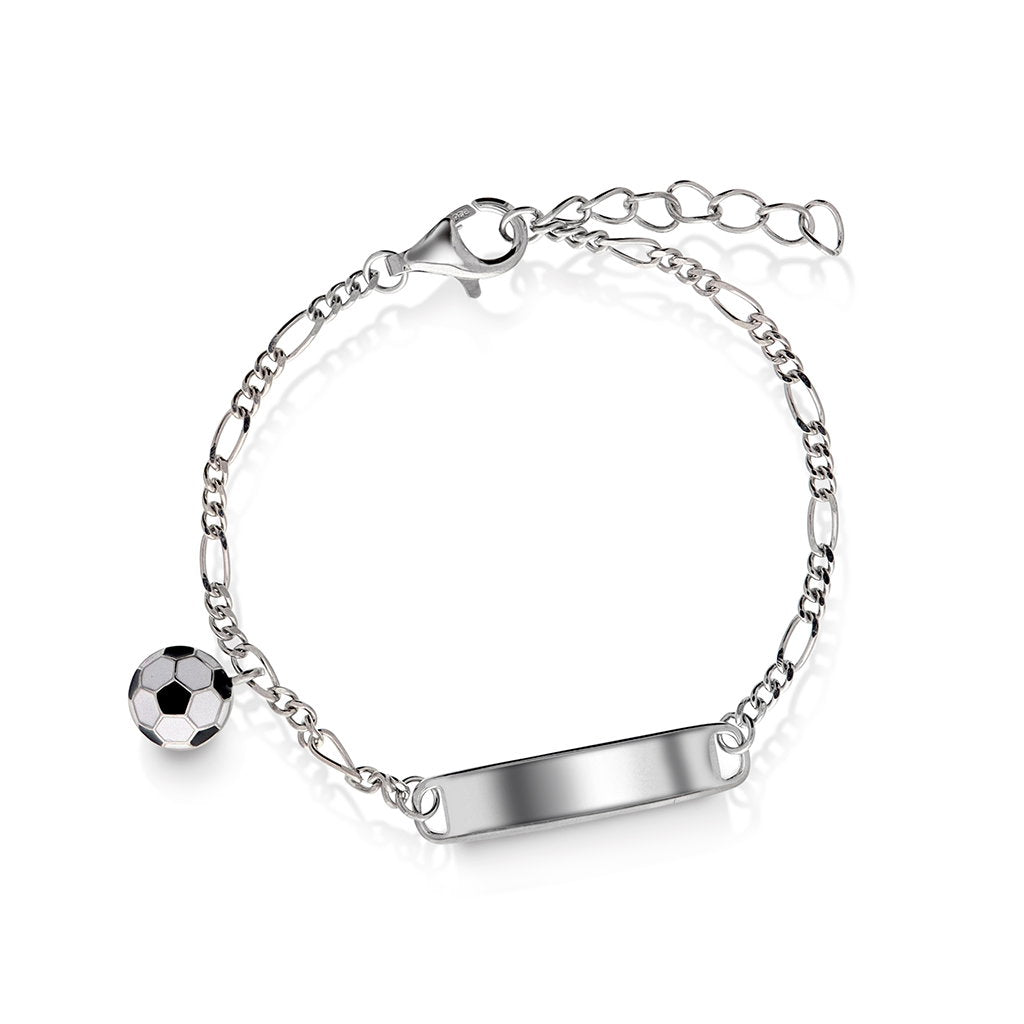 Armbånd i rhodinert sølv med fotball, bilde 1 av 2