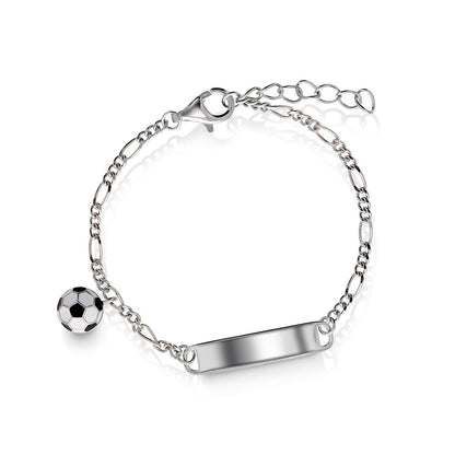 Armbånd i rhodinert sølv med fotball, bilde 1 av 2