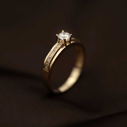 RING I GULL MED ZIRKONIA 59504