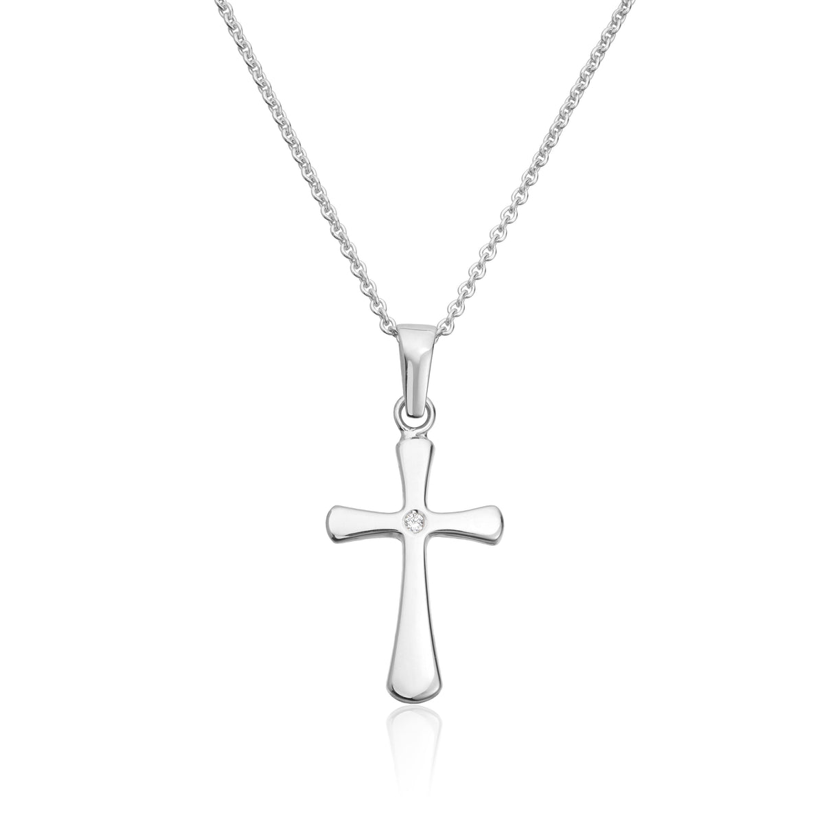 Carmen anheng i 585 hvitt gull med diamant, kors 11,9 mm