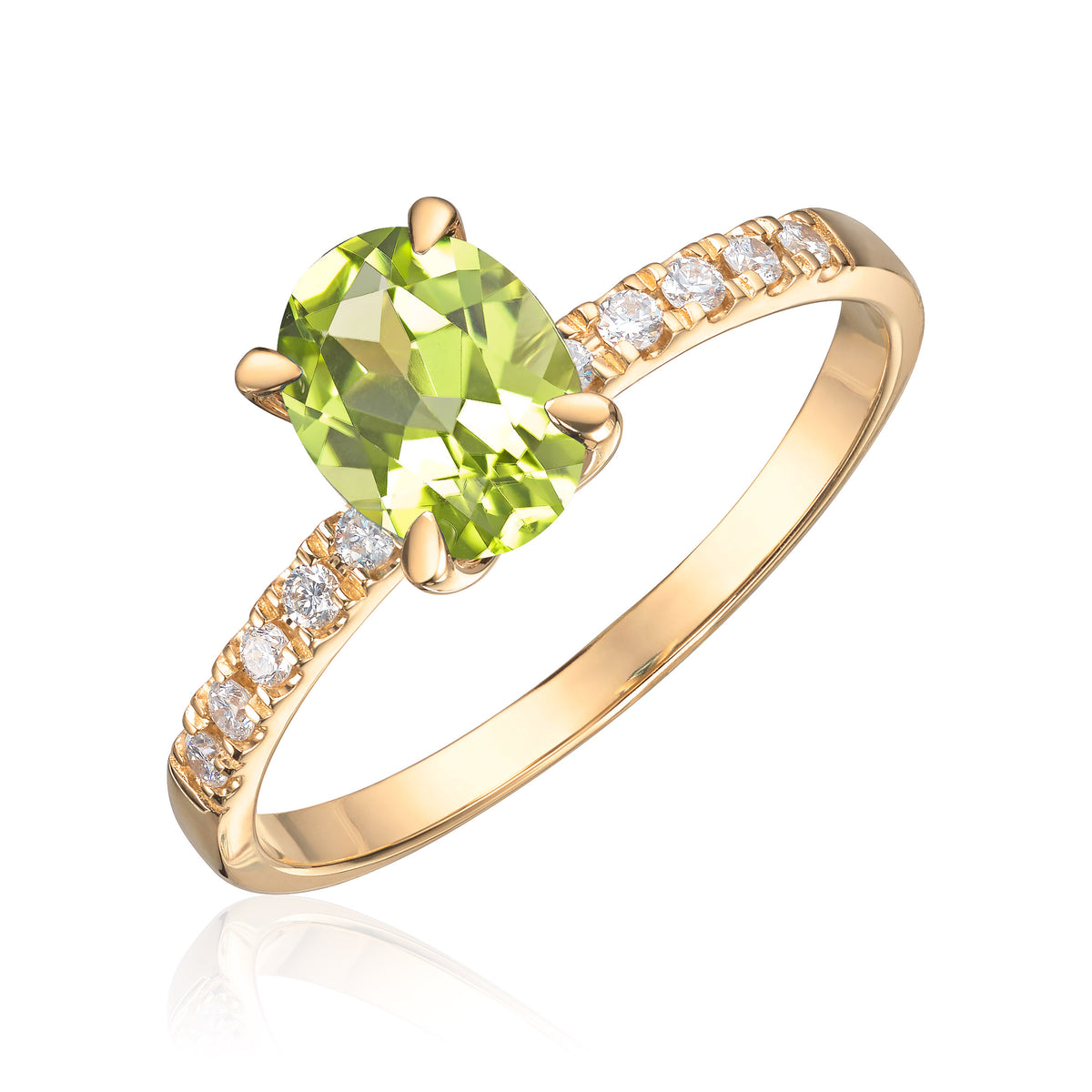 Carmen ring Olivia i 585 gult gull med diamanter og peridot