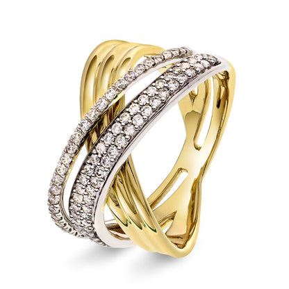 Ring i tofarget 14 karat gull med diamanter 0,50 ct, bilde 1 av 3