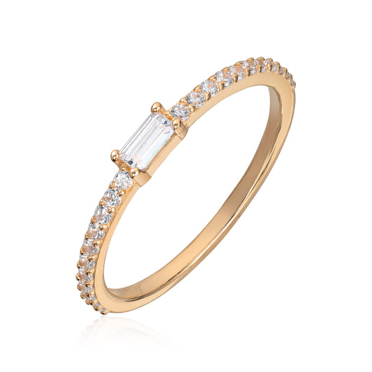 Ring i 585 gult gull med zirkonia 1 mm