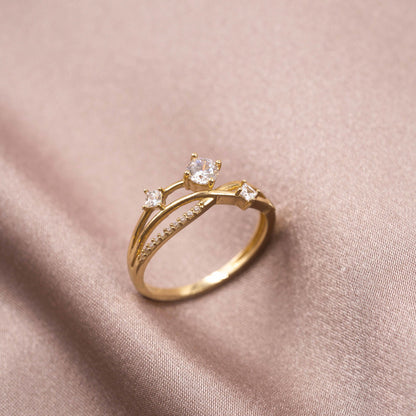 Ring i 14 karat gult gull med zirkonia, 1,1 mm, bilde 4 av 4