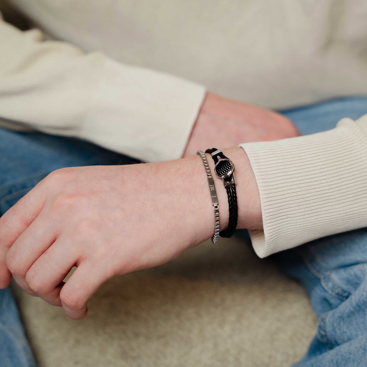 Armbånd i børstet stål 4,5 mm, 22 cm, bilde 5 av 5