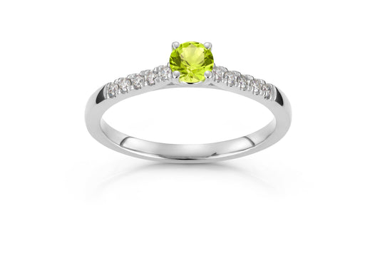 Svolder ring i 585 gull med diamanter og peridot 0,13 ct, bilde 1 av 2