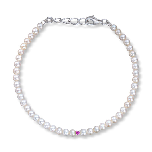 Armbånd i 925S med ferskvannsperler og rosa cirkonia Artikkelnr: 3050719 - Bjerveur.noArmbånd i 925S med ferskvannsperler og rosa cirkonia Artikkelnr: 3050719
