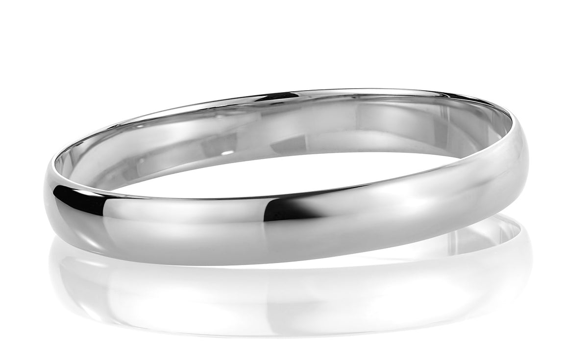 Armring i rhodinert 925 sølv, buet profil 10 mm, størrelse 65