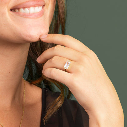 Glow Kate ring i forgylt sølv med zirkonia 15 mm, bilde 2 av 4