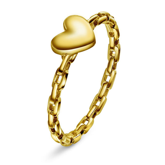 Ring i forgylt sølv med hjerte, 2 mm, bilde 1 av 3