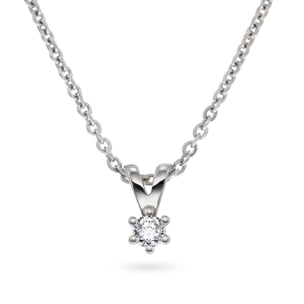 Smykke i 585 hvitt gull med diamant 0,05 ct