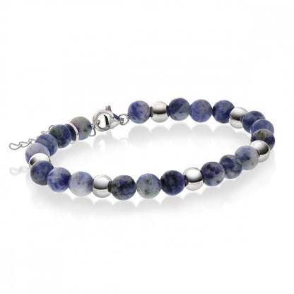 Armbånd i sølv med sodalitt 6 mm, 17+3 cm, bilde 1 av 2