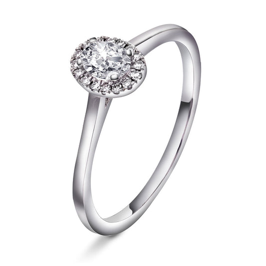 Ring i 14 karat hvitt gull med diamant 0,30 ct og bredde 5 mm