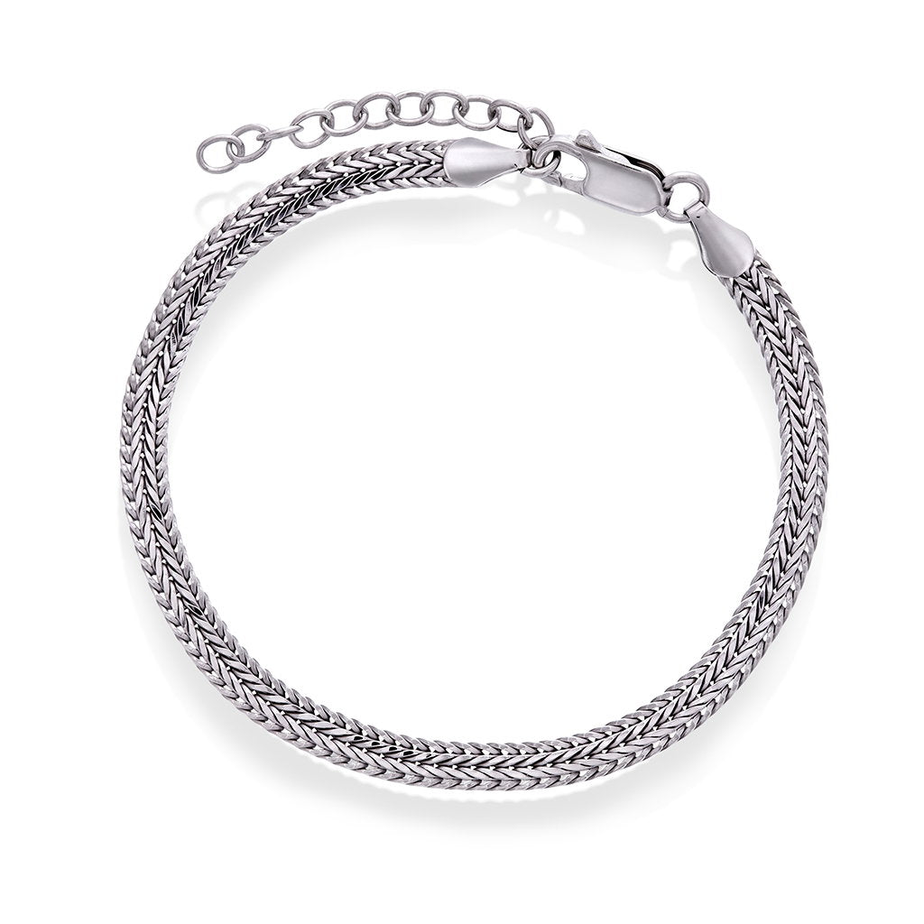 Armbånd i rhodinert sølv 3,8 mm