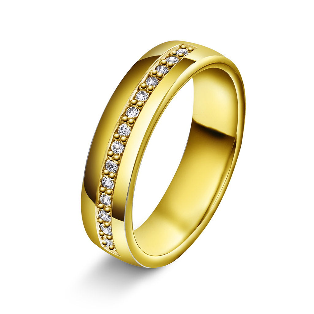 Forever giftering i 14 karat gull med diamant 0,14 ct 5 mm, bilde 1 av 2