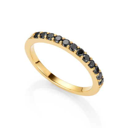 Julia ring i forgylt sølv med sort zirkonia, 2 mm bred, bilde 1 av 2