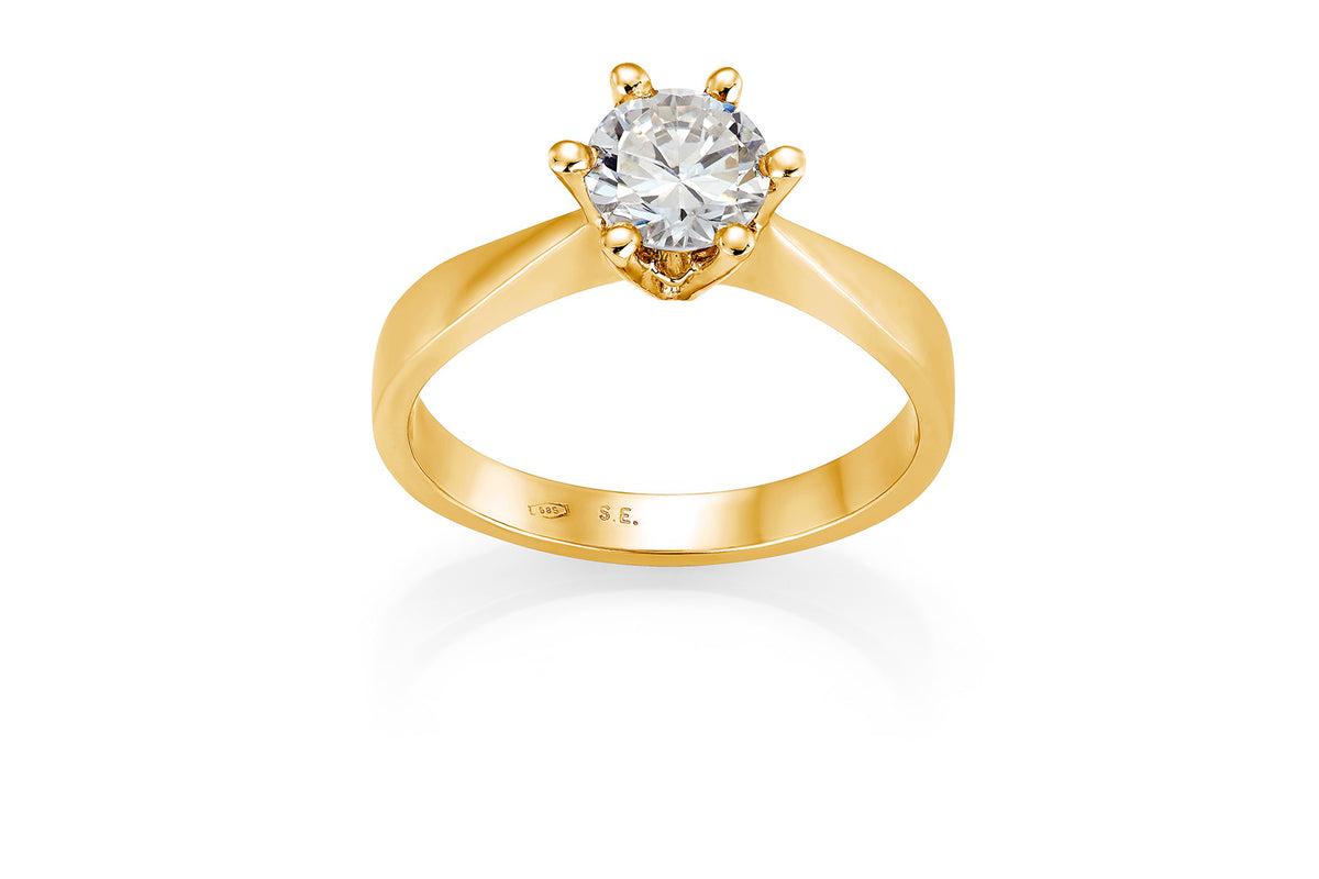 Svolder ring i 585 gull med diamant 1 ct GTW/VS, bilde 1 av 2