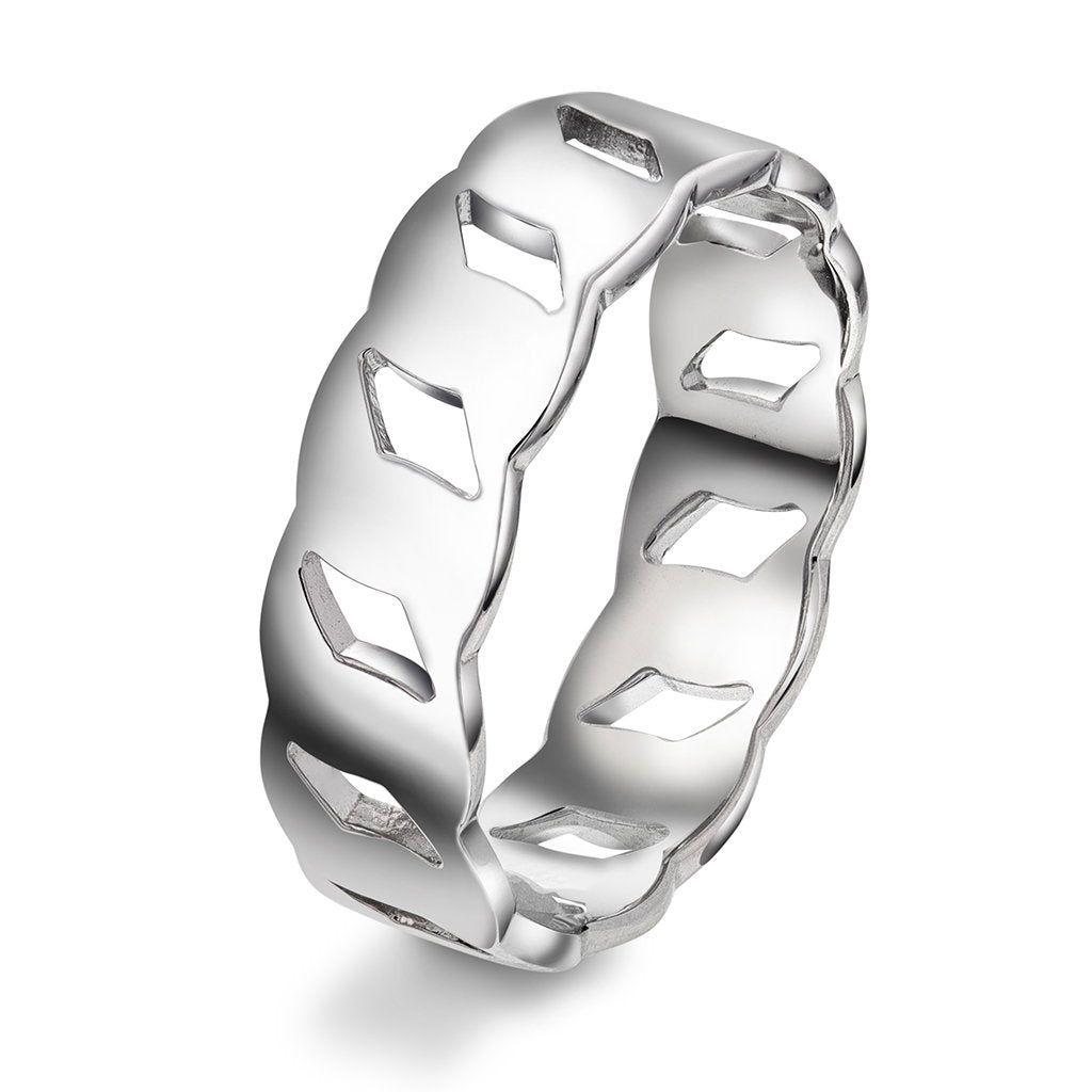 Wheel ring i 925 sølv, rhodinert, 6,5 mm bred, bilde 1 av 2