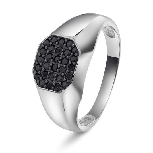 64531 - Ring i sølv med sort cz. - Bjerveur.no64531 - Ring i sølv med sort cz.