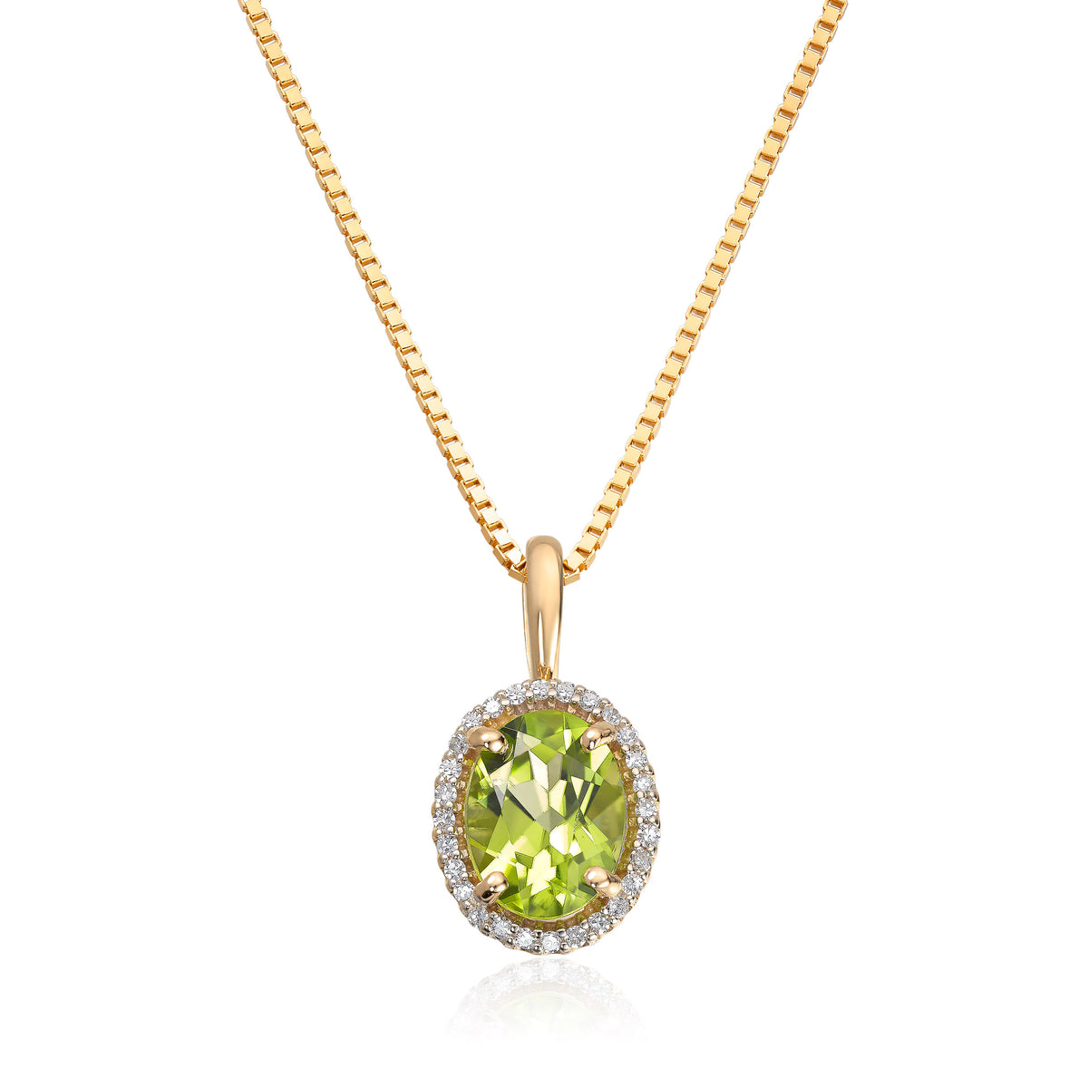 Carmen anheng i 585 gult gull med diamant og peridot
