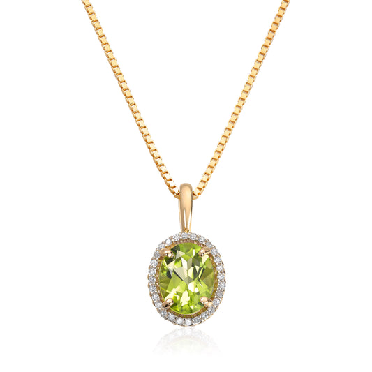 Carmen anheng i 585 gult gull med diamant og peridot