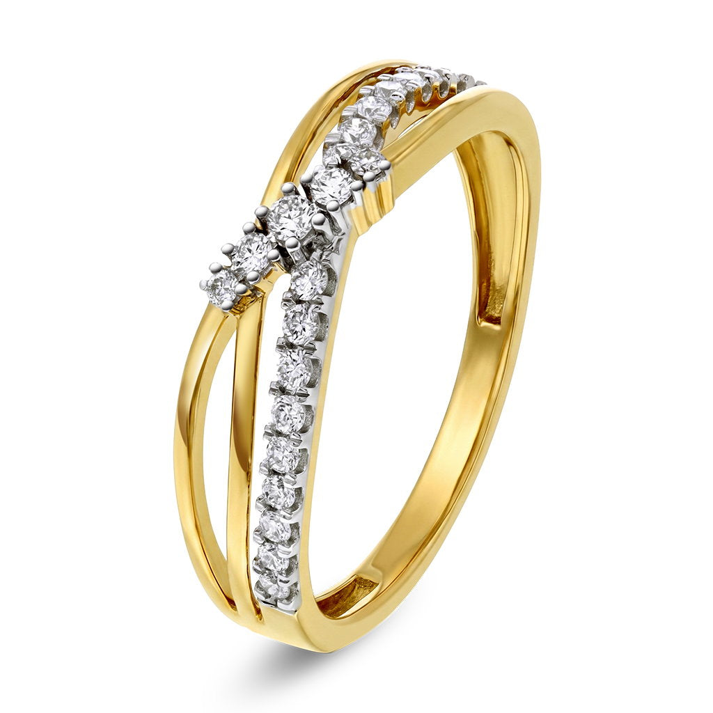 Ring i 14 karat gult gull med diamant 0,21 ct, bilde 1 av 2
