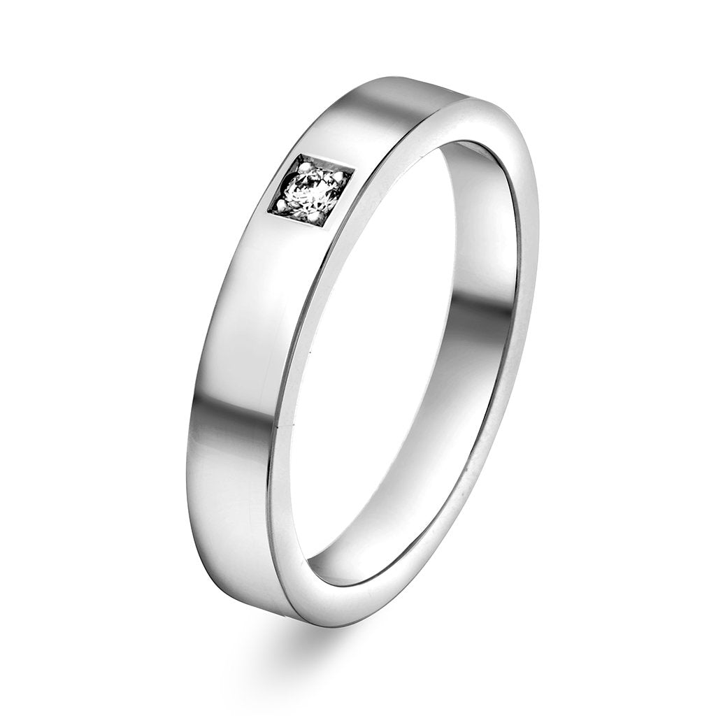Delta ring i 14 karat hvitt gull med diamant 0,07 ct, bilde 1 av 3