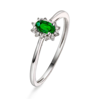 Ring i hvitt gull med smaragd og diamant 7,5 mm, bilde 1 av 4